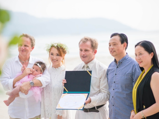 Marriage Celebrant Paul Cunliffe and James &amp; Tina on Kata Beach