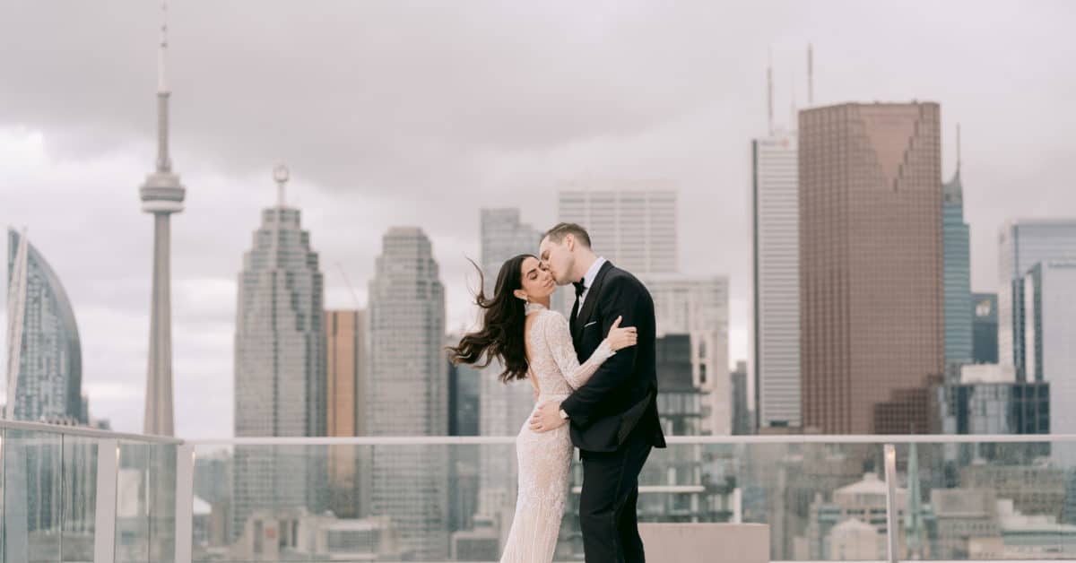 Real Weddings: Inside a moody all-black wedding ceremony at the Globe and Mail Centre