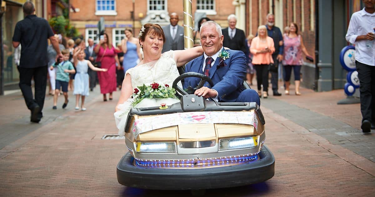Married couple leave wedding ceremony day on a dodgem car - Birmingham Live