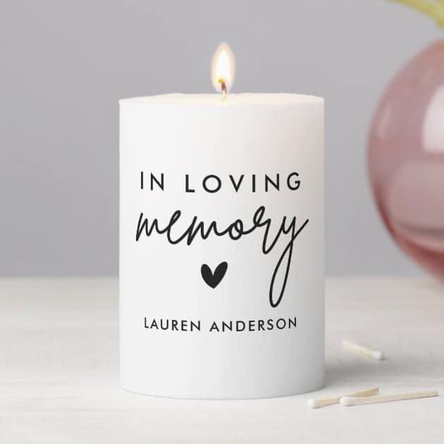 Modern In Loving Memory Wedding Ceremony Pillar Candle | Zazzle